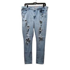 Levi's Jeans Women's 33x28.5 Blue 721 High Rise Skinny Jeans Distressed Stretch